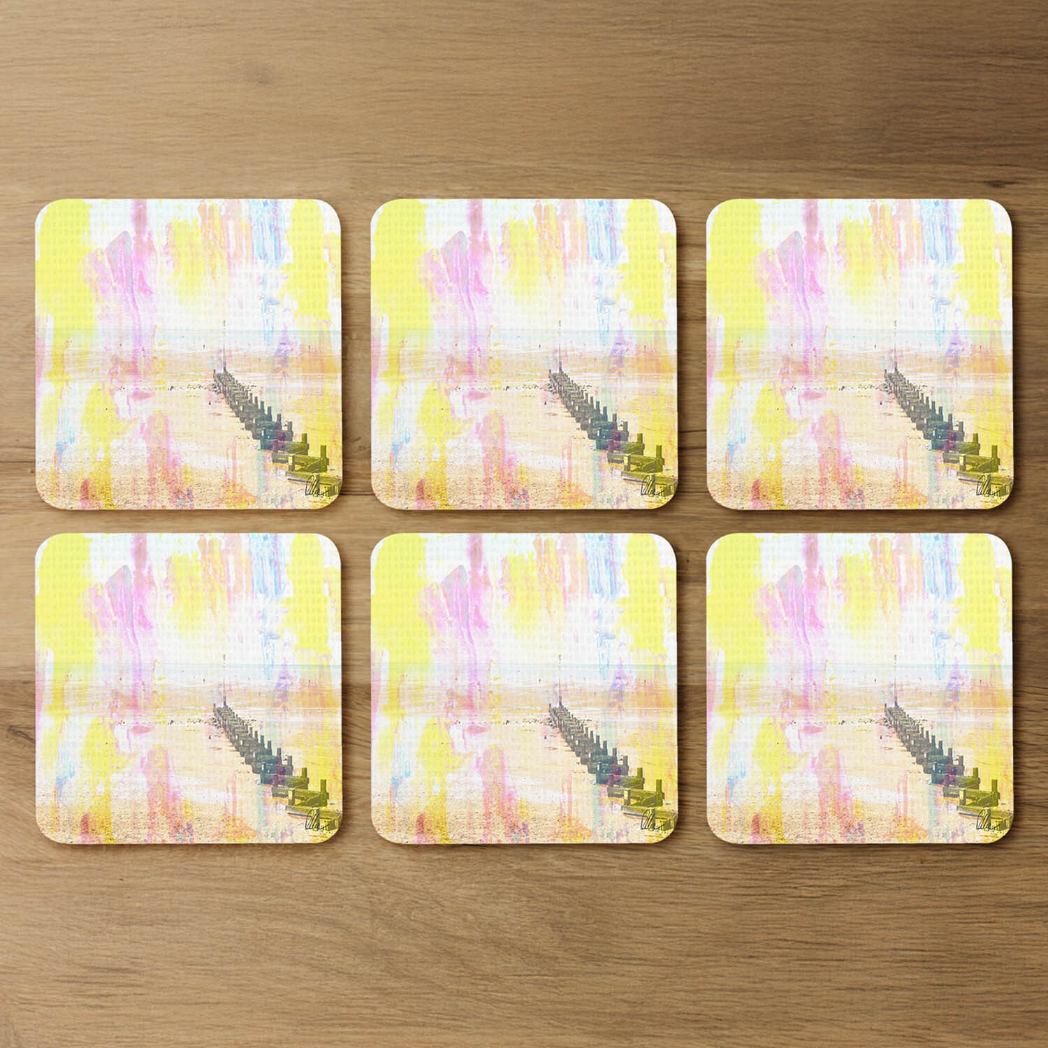 Colourful Beach Coaster - Yellow