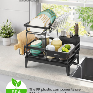 Dish Drying Rack, 2-Tier Dish Drainer for Kitchen Counter