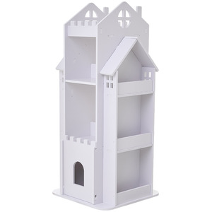 4-Tier Castle-Themed Rotating Bookshelf for Children