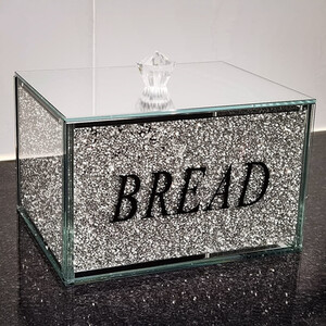 Crushed Diamond Crystal Filled Bread Bin In Silver Storage Jar