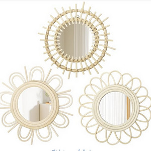 Rattan Wall Mirror Flower