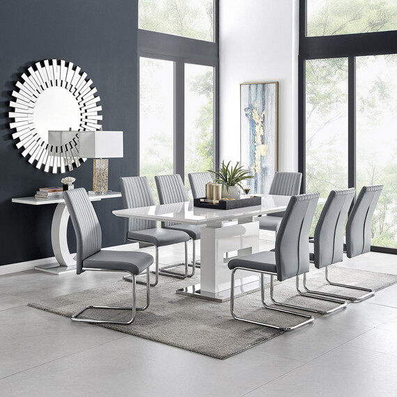 Arezzo Large Extending Dining Table with 8 Lorenzo Chairs