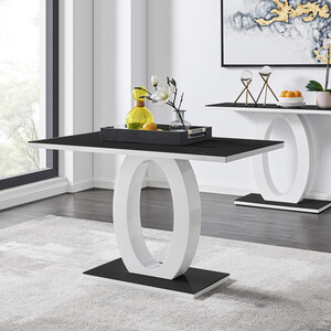 Giovani 4 Black White High Gloss Glass Dining Table