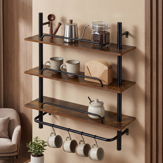 3-Tier Industrial Pipe Shelving