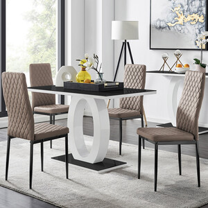 Giovani Black Dining Table And 4 Milan Black Leg Chairs