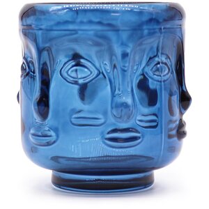 Royal Blue Buddha Faces Candle Jar Meditation Decor Accent