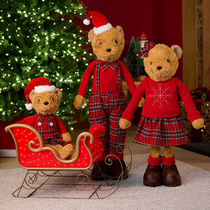 Bear Family with LED Sleigh
