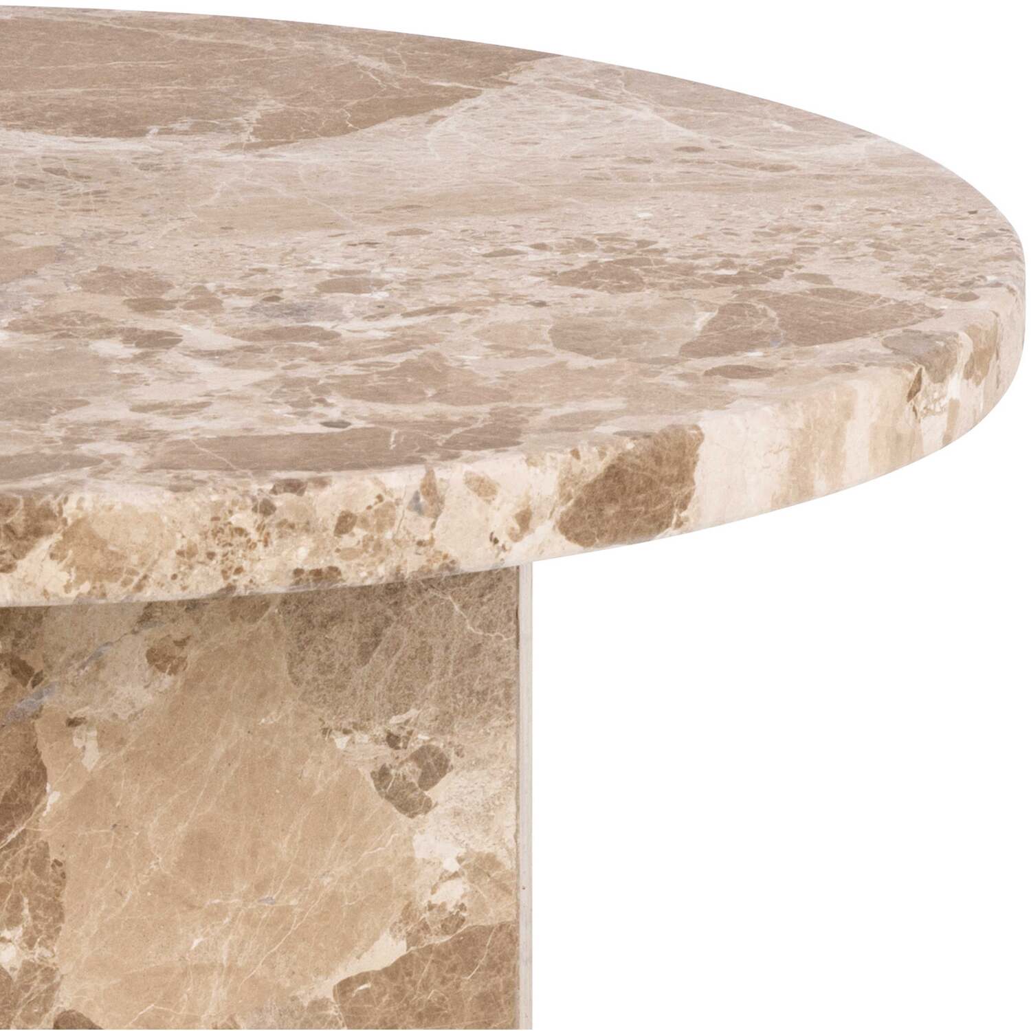 Bremen Brown Marble Round Side Table with Hexagon Base - Brown