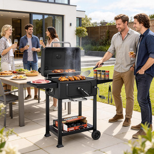 Outsunny Charcoal BBQ Grill, Large Barbecue Grill Smoker