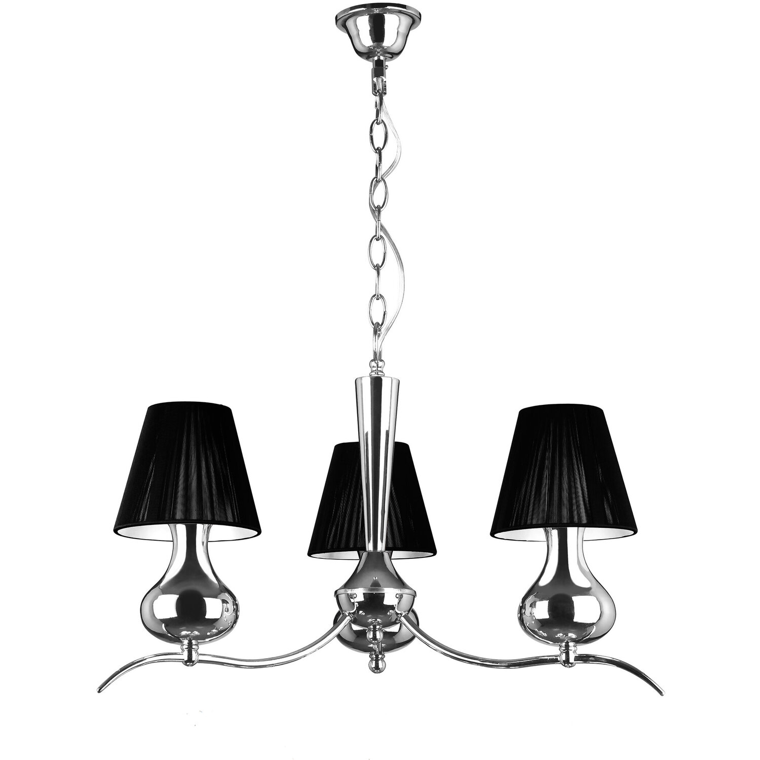 Ravan 3 Arm Black Shades Pendant Light - Black