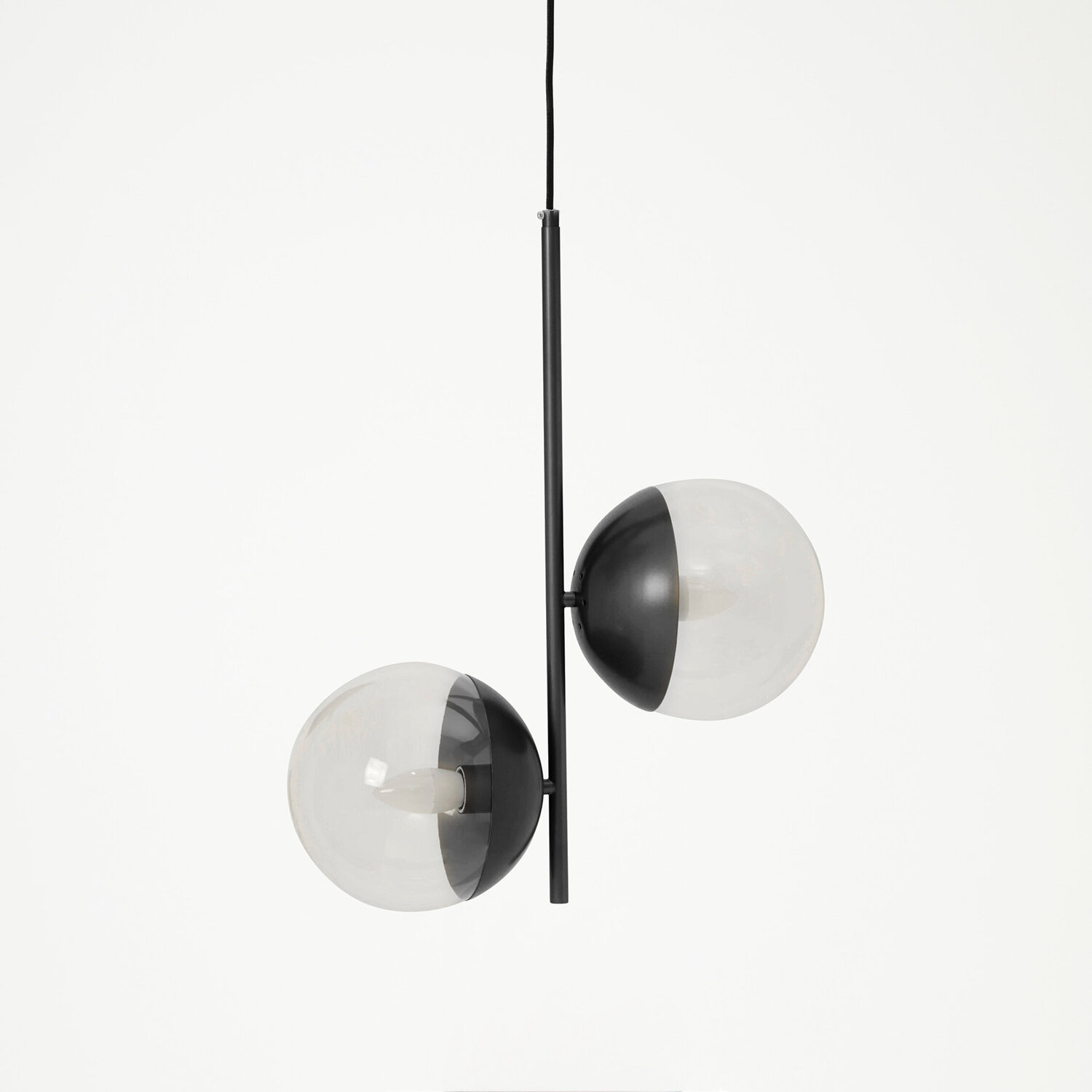Revive Black Finish 2 Bulb Pendant Light - Black