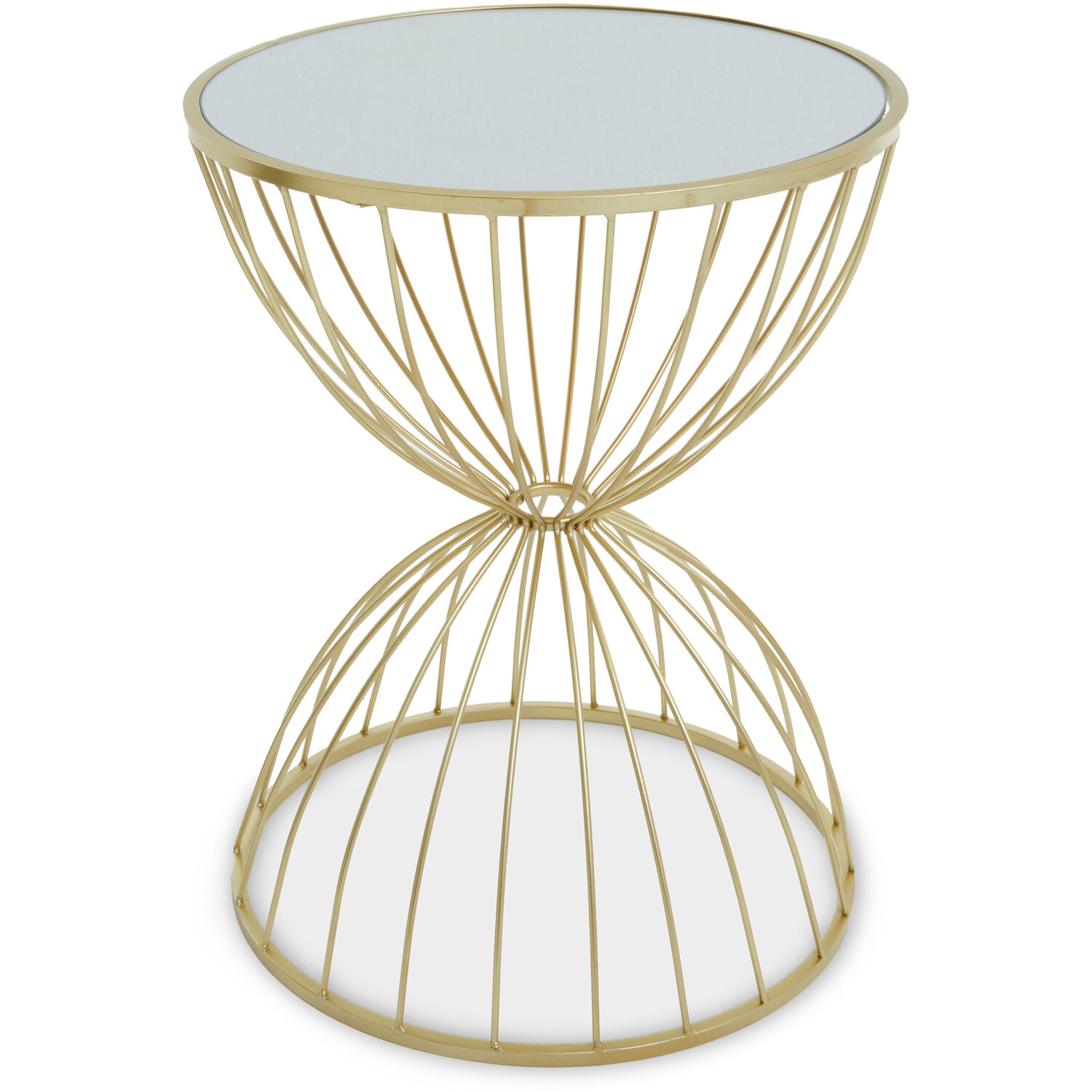 Interiors By Premier Jolie Hourglass Mirrored Top Gold Frame Side Table - Gold