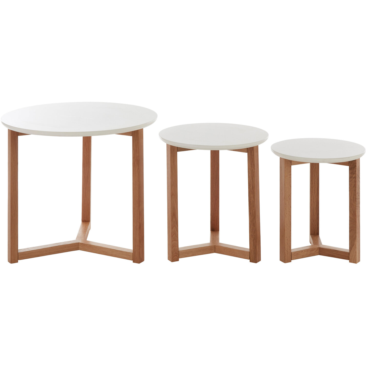 Nostra Set Of 3 Side Tables With White Tops - White