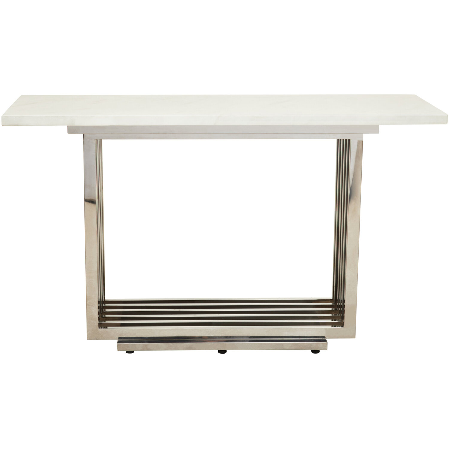 Moda White Faux Marble Console Table With Silver Finish Frame - Silver