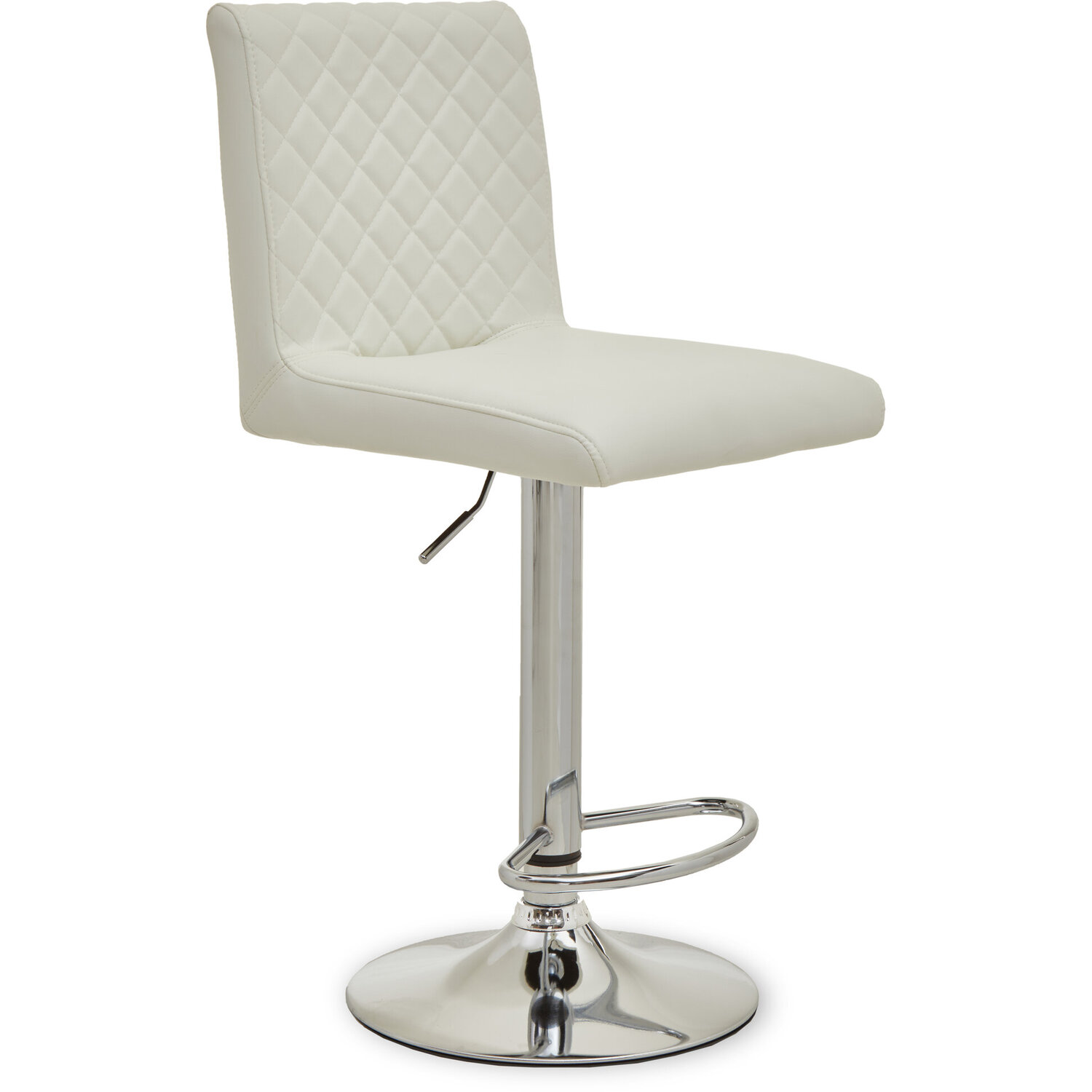 Baina White And Chrome Bar Stool With Round Base - White