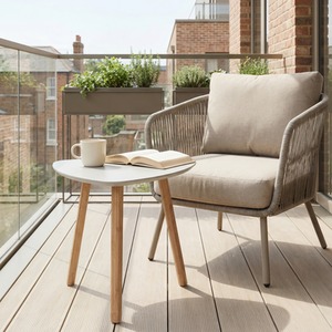 Malme Small Outdoor Side Table for Balcony and Patio in Chalk Grey