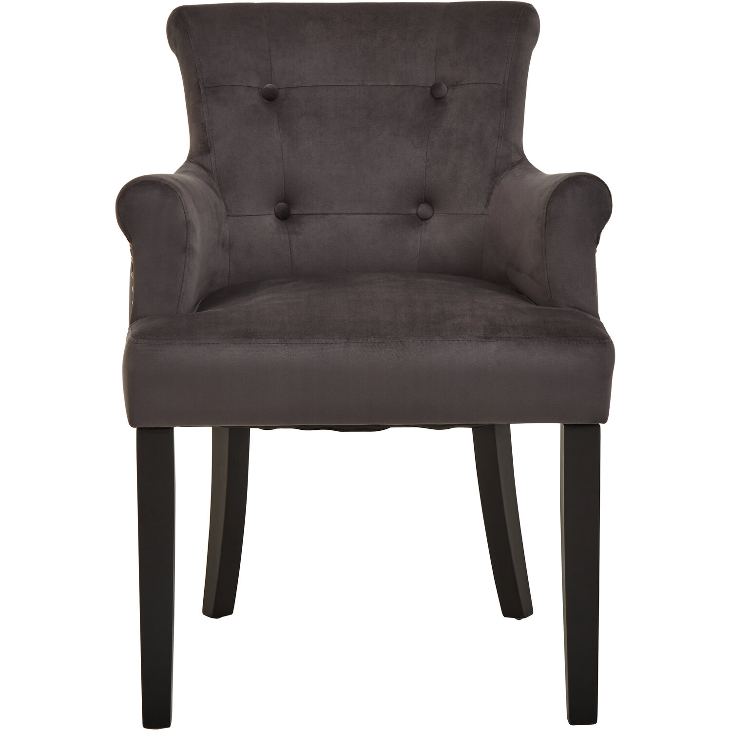 Doucet Grey Velvet Dining Chair With Ring Back - Black