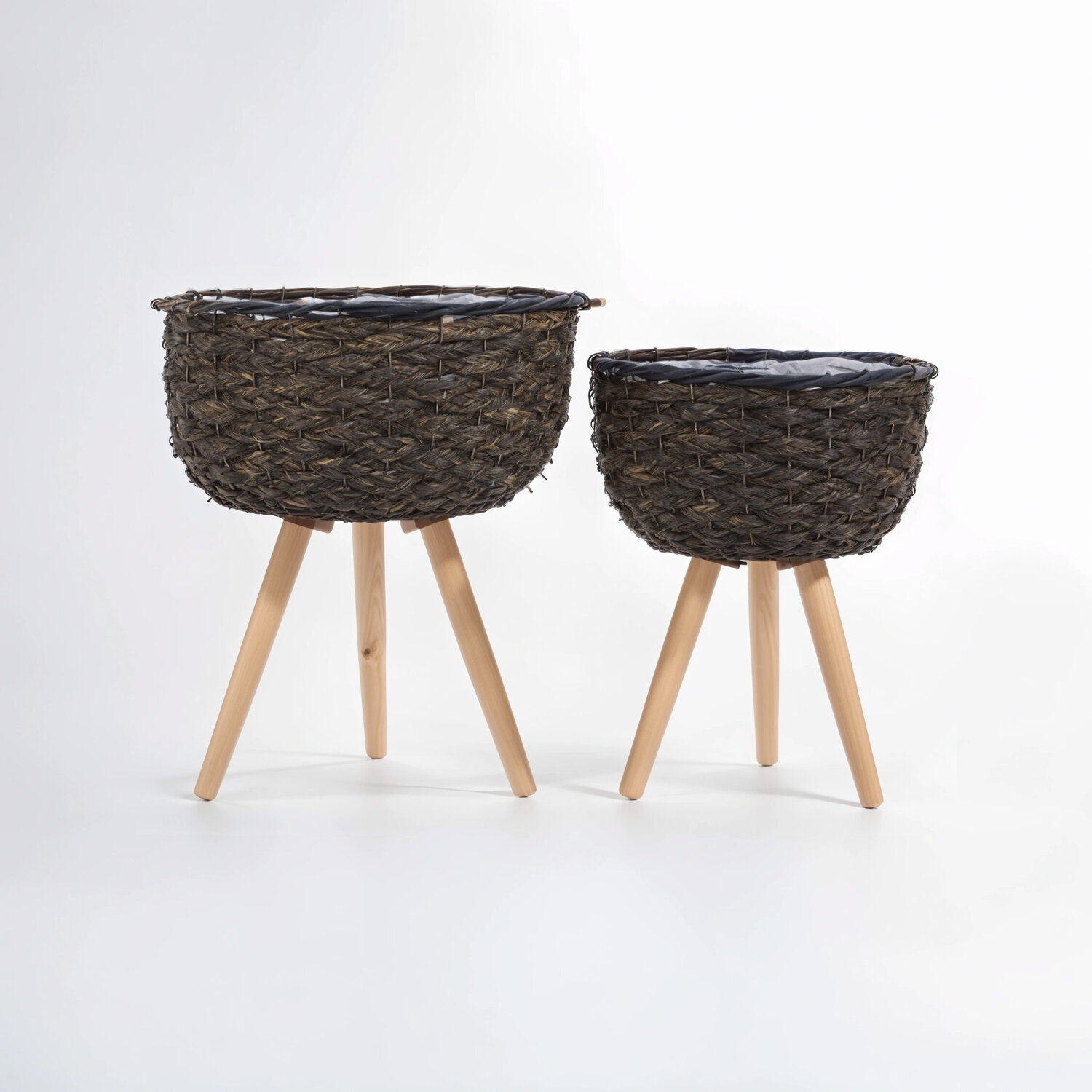 Lentigo Set Of Two Black Planters - Black
