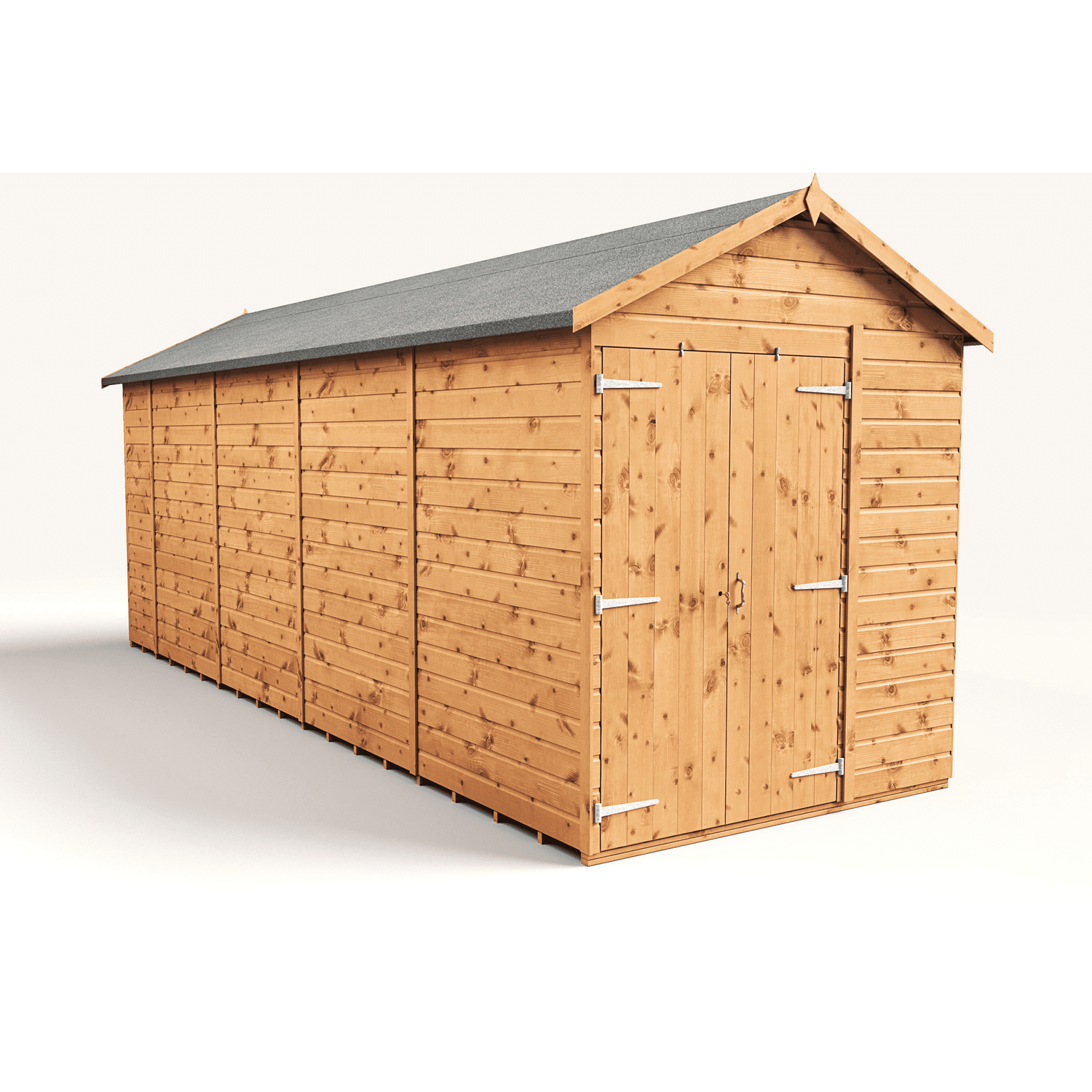 Empire 6x18 Modular Apex Garden Shed with a Double Door - Brown