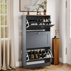 Vida Designs 3 Drawer Shoe Cabinet, White & Oak