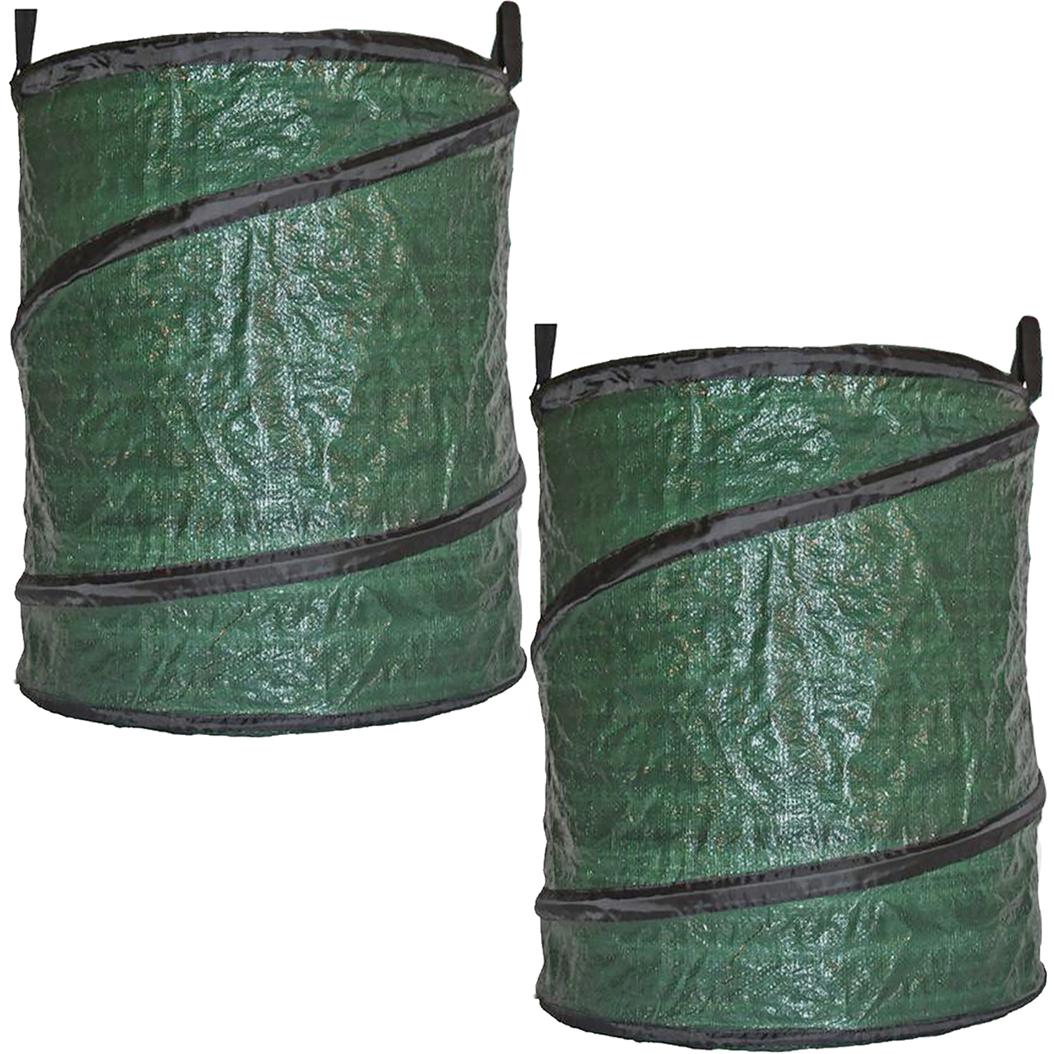 Spares2go Collapsible Garden Bags Large Reusable Carry Handles Waste Bin Refuse Sacks (Pack Of 2) - Green - Image 3