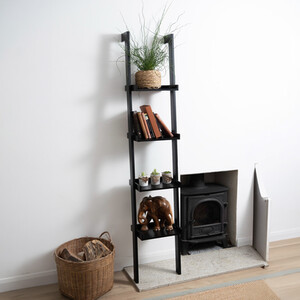 Sennen BLACK Wooden 4 tier Ladder Shelf  Leaning Bookcase