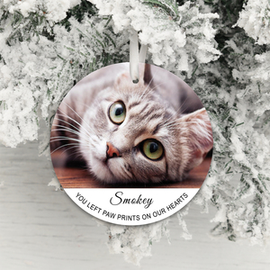 Personalised Paw Prints on Our Hearts Photo Upload Decoration