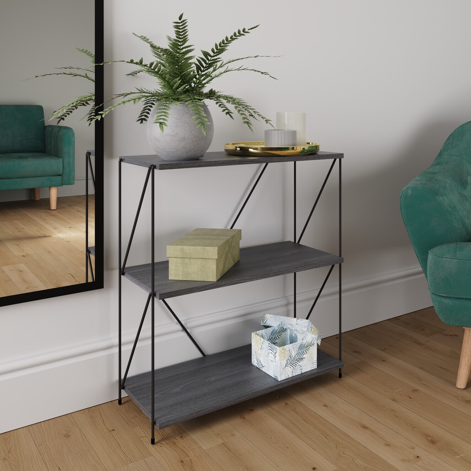 3 Tier Storage Rack Bookcase  - Grey