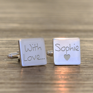 Personalised With Love Cufflinks - Silver Finish