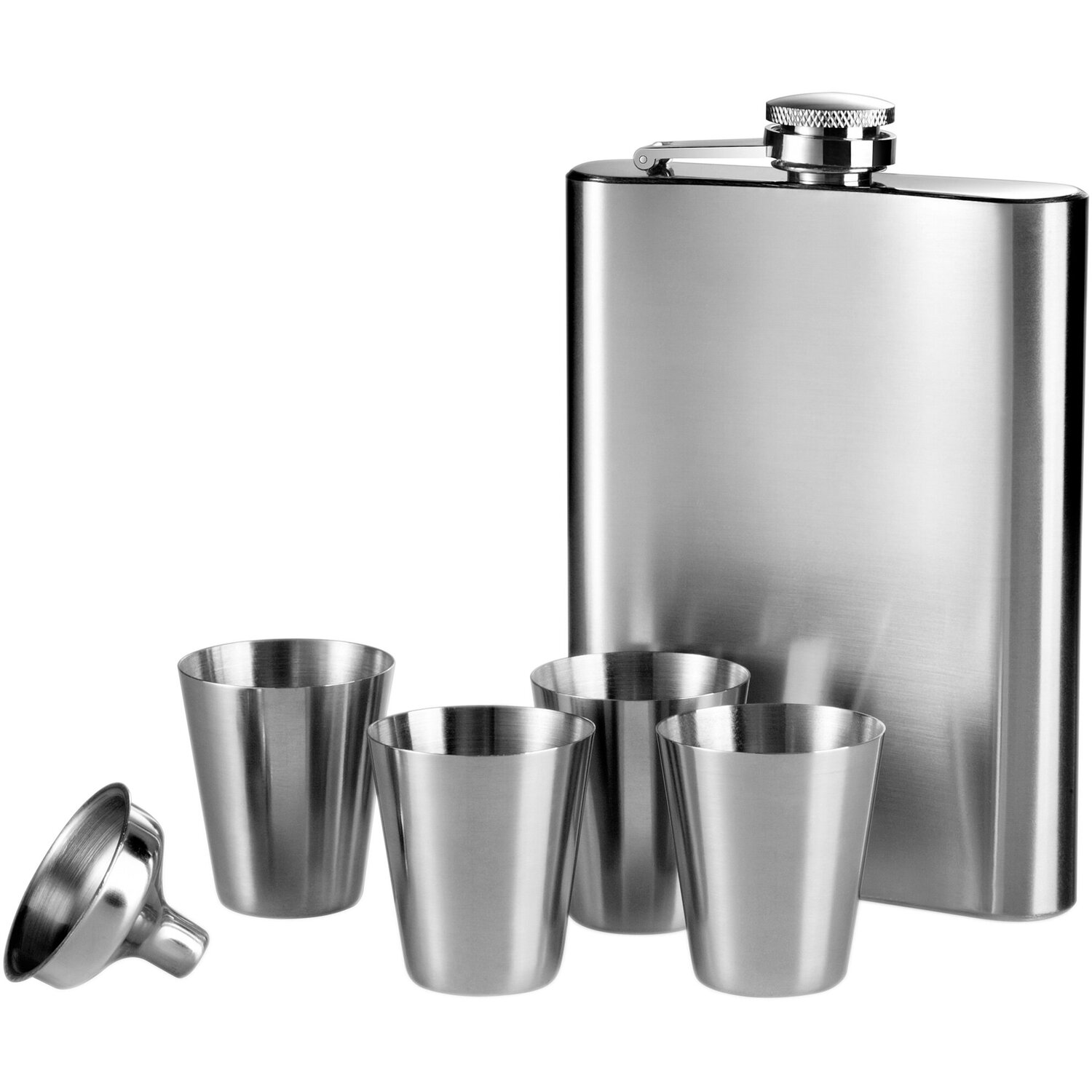 Auden Stainless Steel Hip Flask Set - Silver