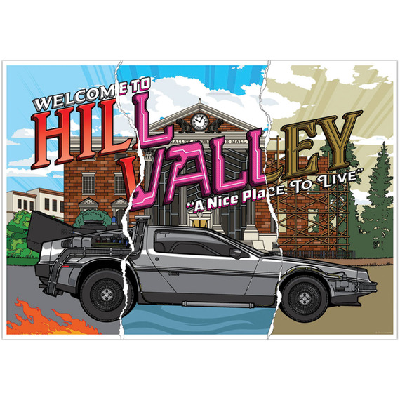 Back to the Future 40th Anniversary Hill Valley A3 Art Print