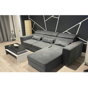 Luca L-Shaped Storage Sofa Bed Universal Corner Grey