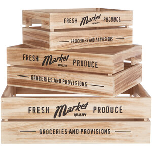 Naresso Natural Wood Set of 3 Provision Crates