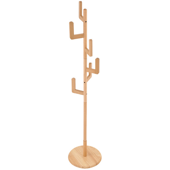 Freestanding Wooden Coat Rack with Hooks