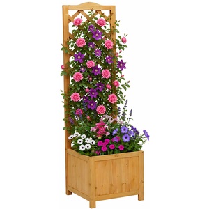 Square Wooden Garden Planter Trellis Outdoor Flower Box Patio Climbing Plants