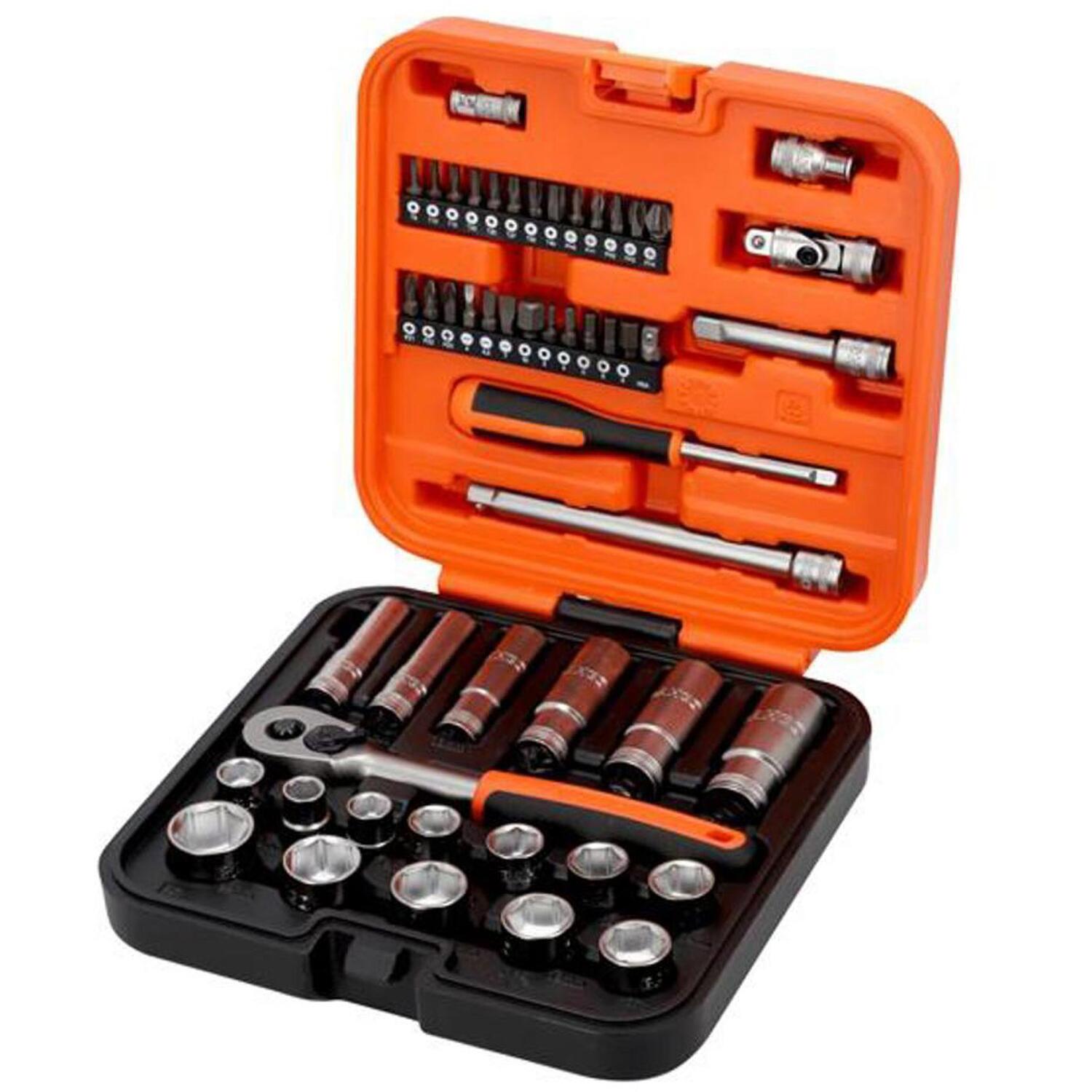 Bahco S51MC3H 51-Piece Socket & Bit Set – 1/4" and 3/8" Drive | Chrome Vanadium Steel | Professional Tool Kit with Ratchet, Sockets & Accessories for DIY and Mechanical Use - - Image 6