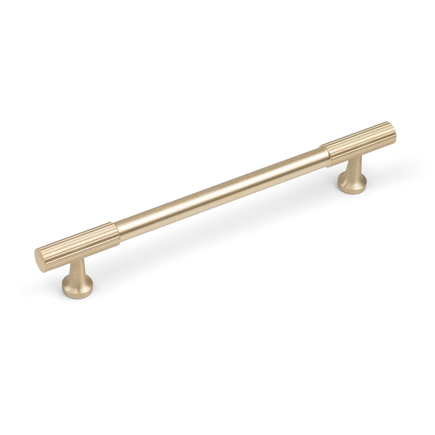 - 160mm Brushed Brass Reeded T-Bar Cabinet Handle - Image 6