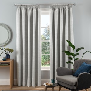 Textured Rib Weave Pencil Pleat Blackout Curtains - 2 Panels