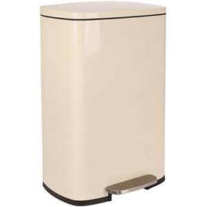 Square Stainless Steel Kitchen Pedal Bin - 50L - Beige