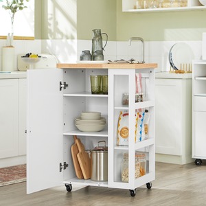 Compact Kitchen Trolley Storage Unit with Cupboard