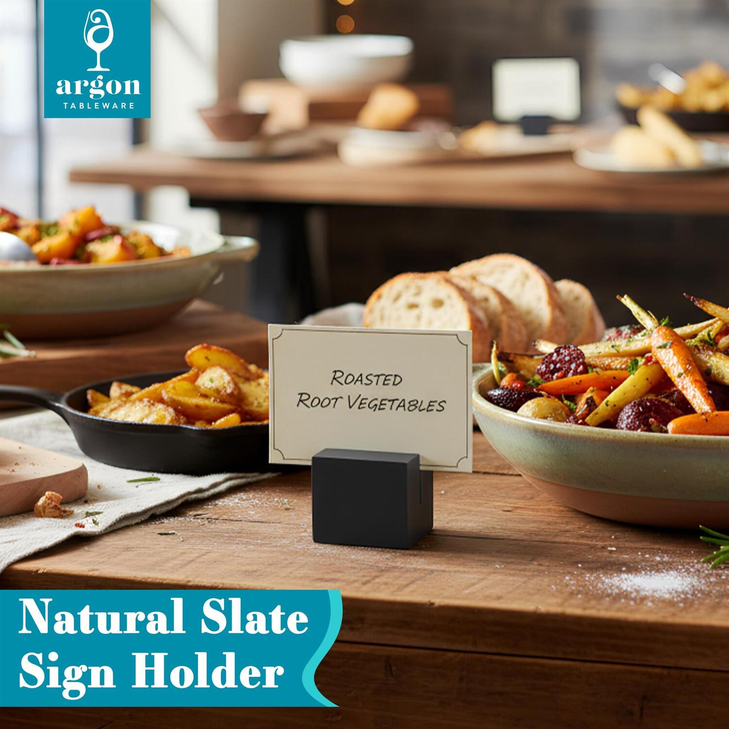 Argon Tableware Natural Slate Sign Holder - 3Cm - Grey - Image 5