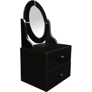 Gala Black Glass Vanity Mirror with Drawers