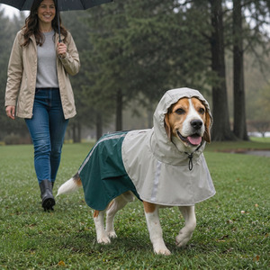 PawHut Dog Raincoat with Hood Leash Hole for Medium Dogs