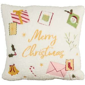Merry Christmas Boucle Cushion