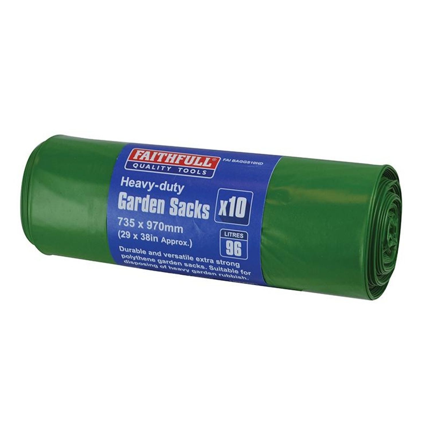 Faithfull Heavy-Duty Strong Garden Sacks (Roll 10) - Multi Colour