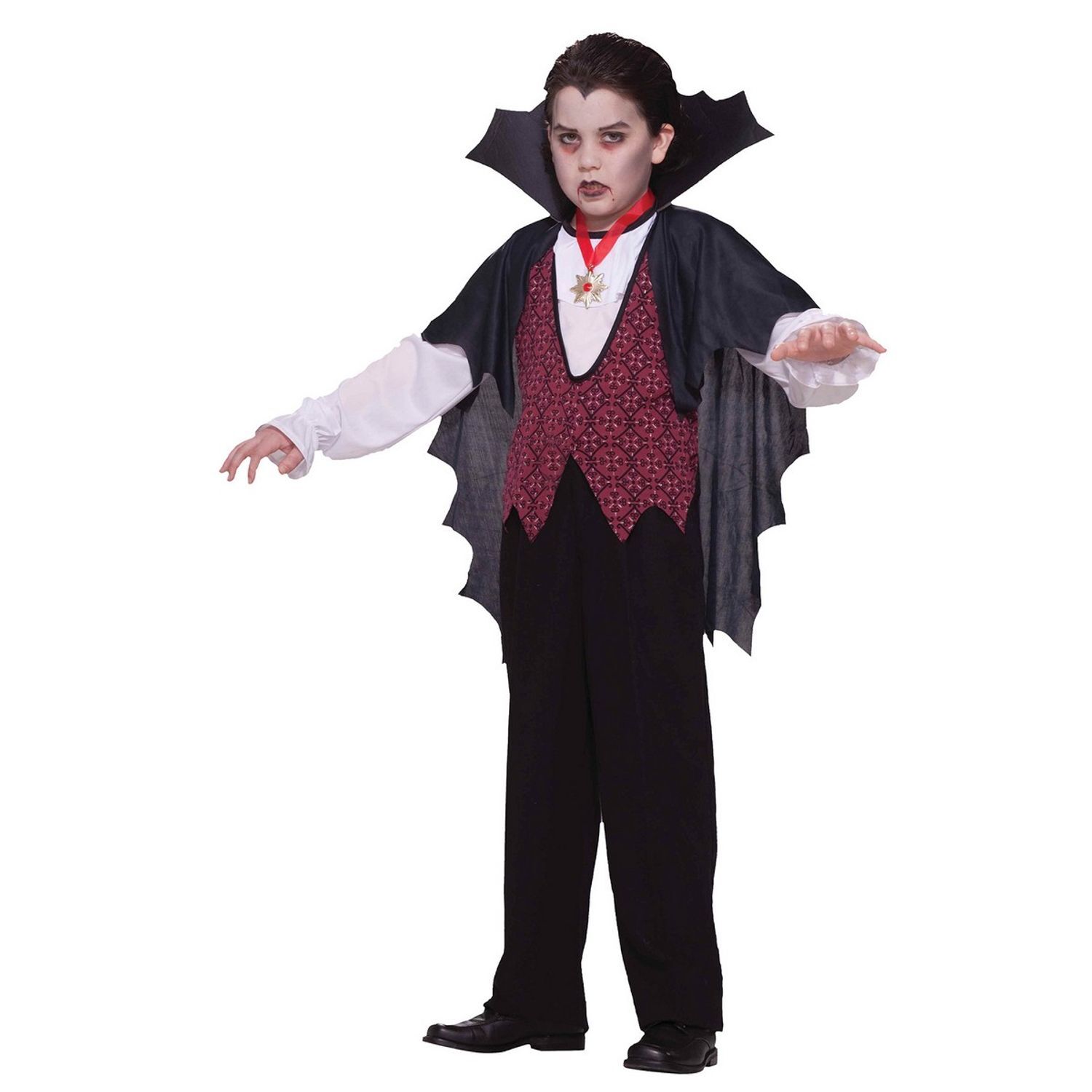 Bristol Novelty Mens Vampire Costume - Black/Red/White / 9+