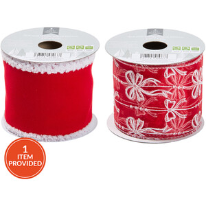 Red and White Christmas Wired Ribbon