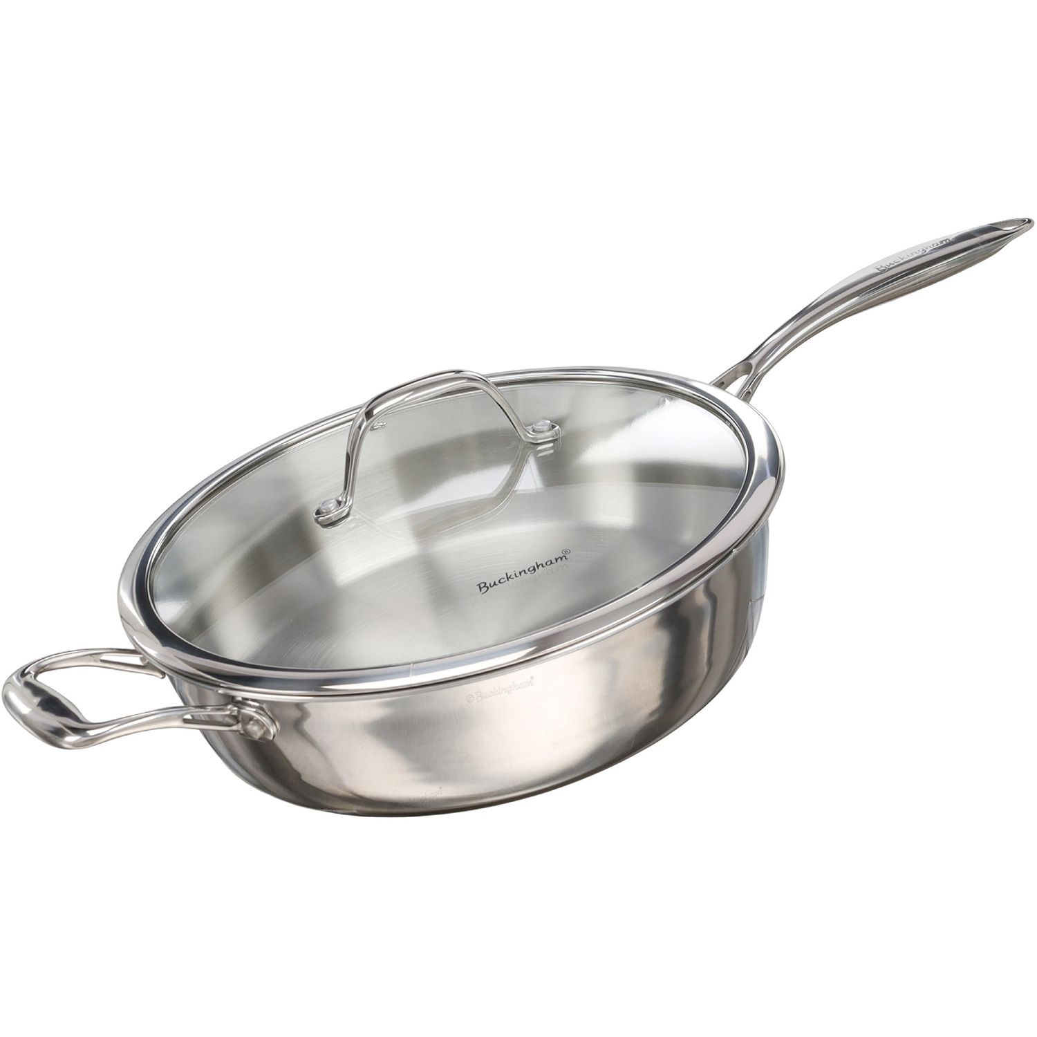 Buckingham Elite Tri-Ply 18/8 Stainless Steel Sauté Pan 28 Cm, 4 Litre. - Silver