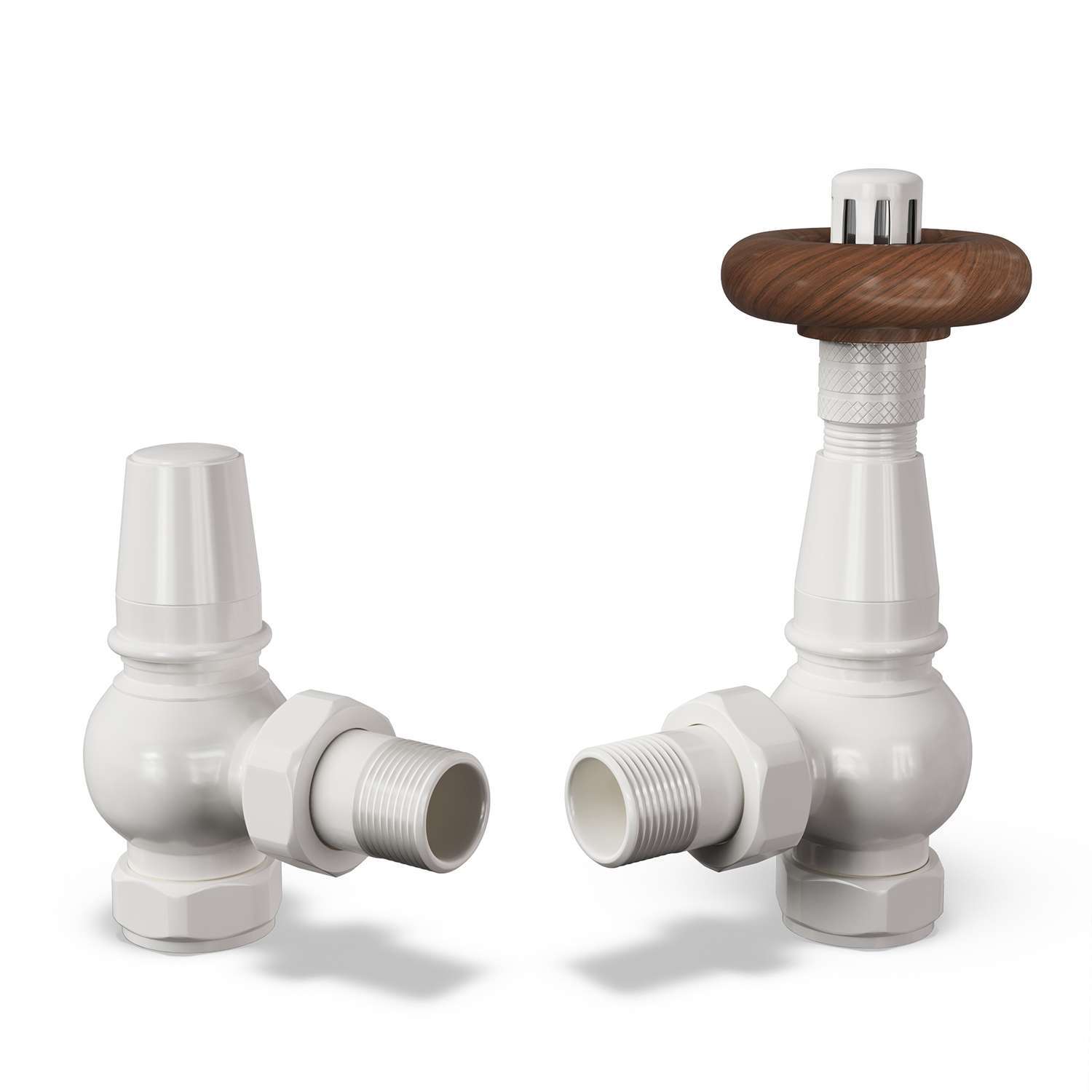 B&Q - Thermostatic Radiator Valve Set Trv Angled With Lockshield 15mmTraditional Style White Derry Bold - Image 2