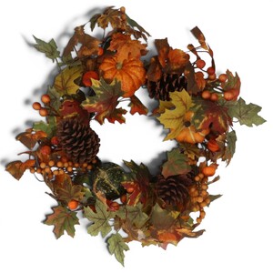 Mixed Pumpkin and Pinecone Autumnal Wreath